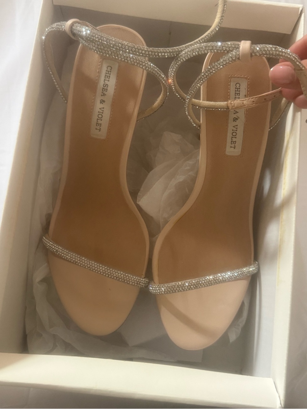 Chelsea & Violet Blush Rhinestone Ankle-Strap Heels